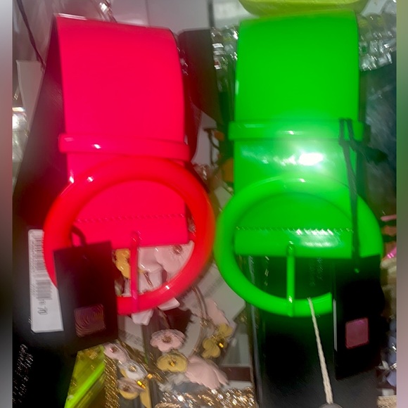 Roberto Cavalli, patent leather Just Cavalli neon green wide waist belt